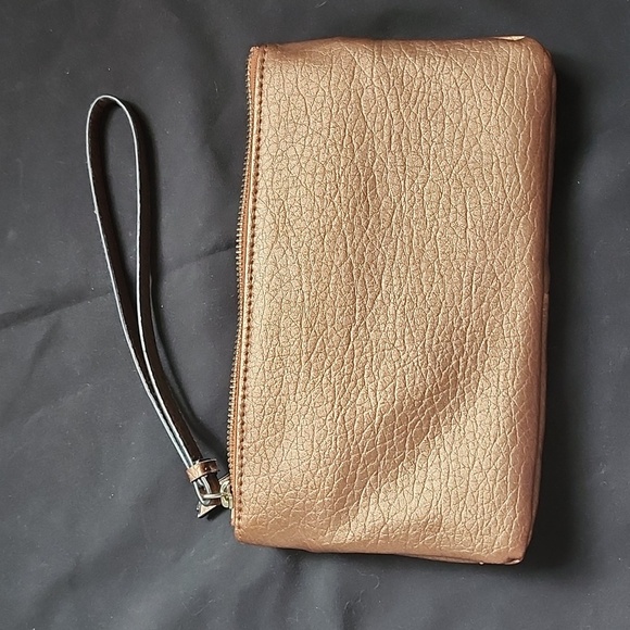 Juicy Couture Metallic sheen pewter bronze wristlet clutch bag with strap retro - Picture 2 of 5